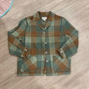 Pendleton Green and Brown Plaid Wool Jacket